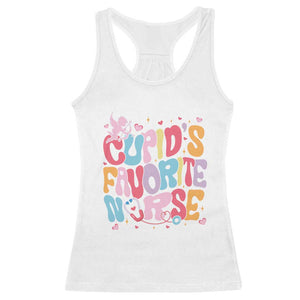 Valentine's Day Racerback Tank Top Retro Groovy Cupids Favorite Nurse TS09 White Print Your Wear
