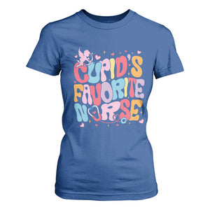Valentine's Day T Shirt For Women Retro Groovy Cupids Favorite Nurse TS09 Royal Blue Print Your Wear
