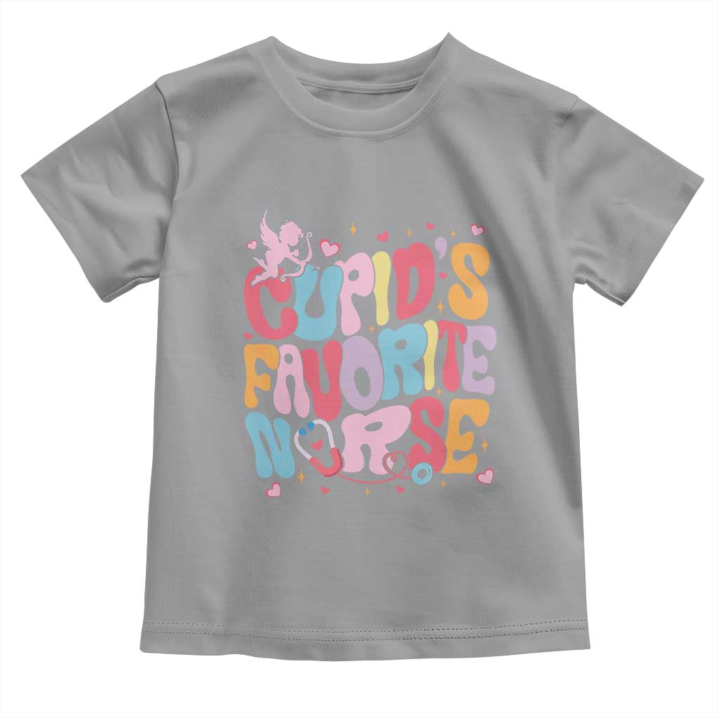 Valentine's Day Toddler T Shirt Retro Groovy Cupids Favorite Nurse TS09 Sport Gray Print Your Wear
