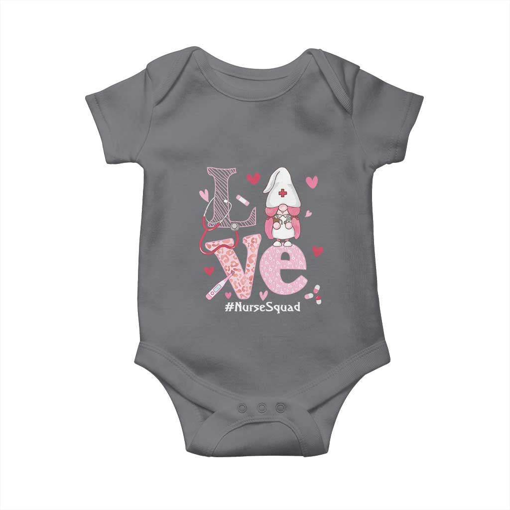 Valentine's Day Baby Onesie LOVE Nurse Squad Cute Gnome TS09 Charcoal Print Your Wear