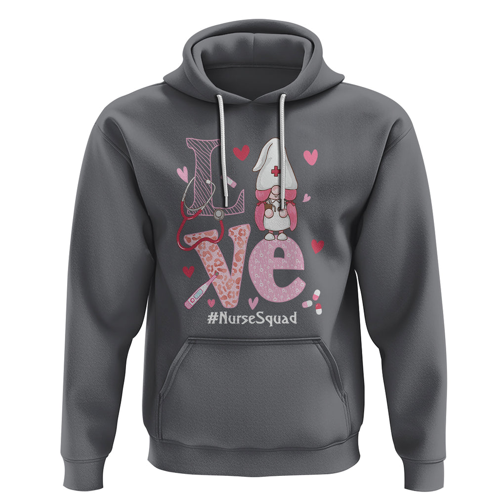 Valentine's Day Hoodie LOVE Nurse Squad Cute Gnome TS09 Charcoal Printyourwear