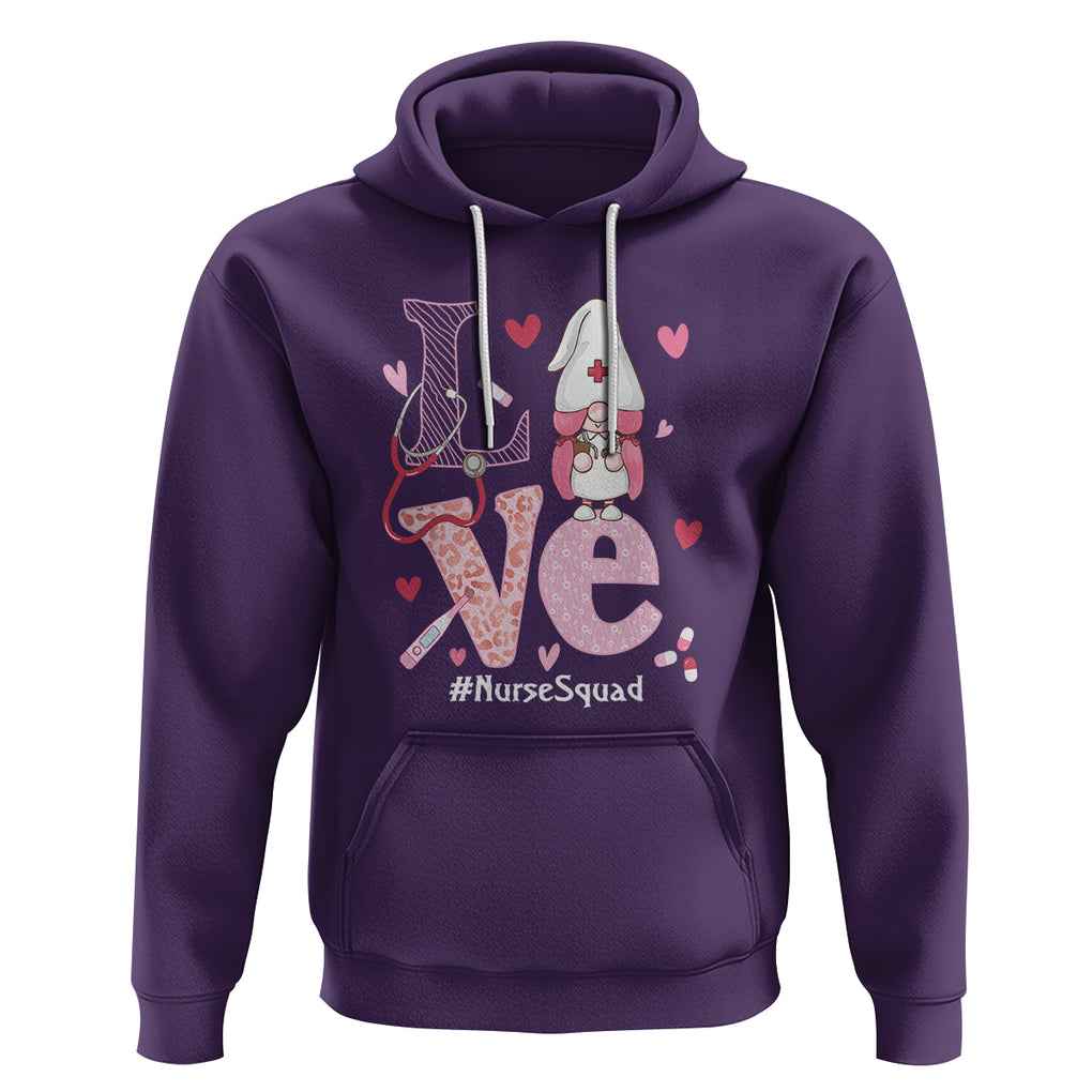 Valentine's Day Hoodie LOVE Nurse Squad Cute Gnome TS09 Purple Printyourwear