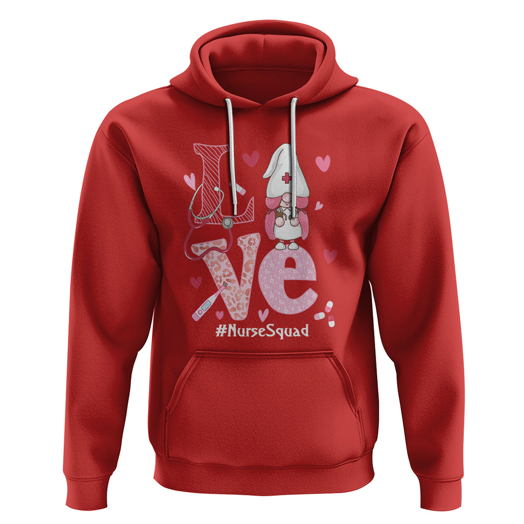 Valentine's Day Hoodie LOVE Nurse Squad Cute Gnome TS09 Red Printyourwear