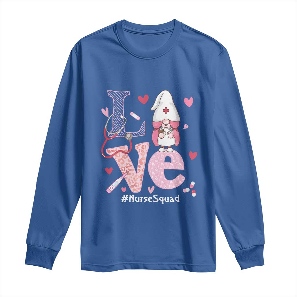 Valentine's Day Long Sleeve Shirt LOVE Nurse Squad Cute Gnome TS09 Royal Blue Print Your Wear