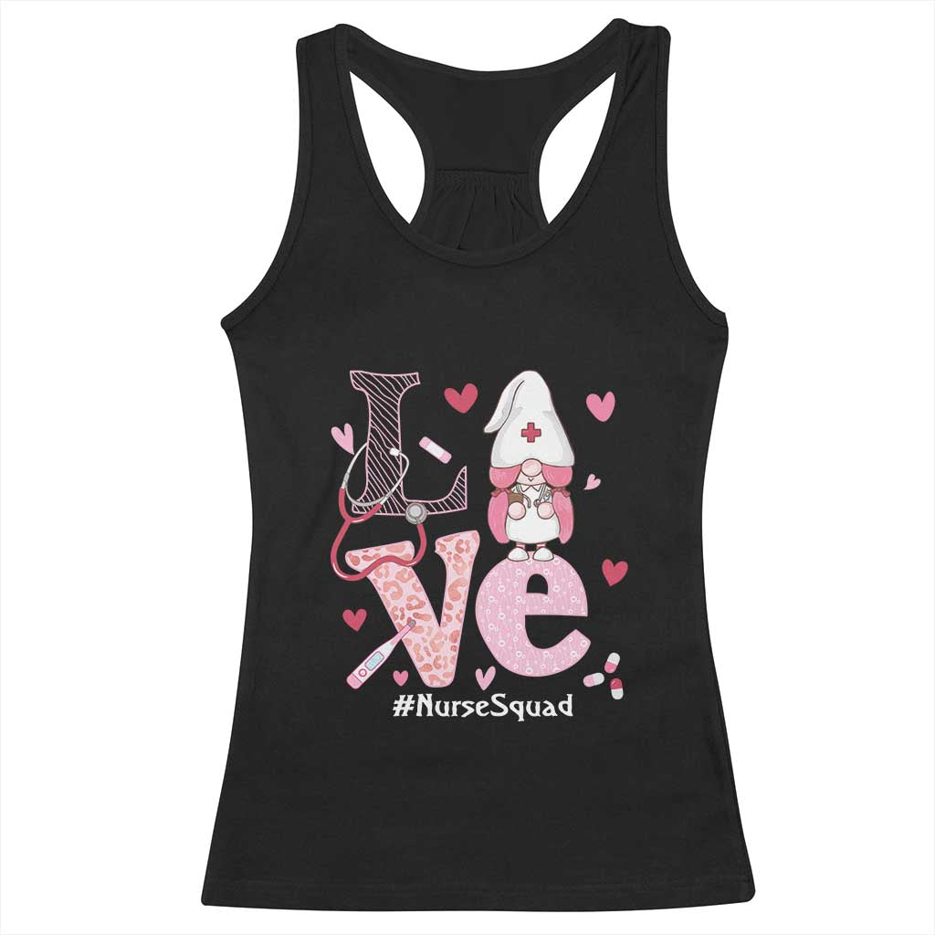 Valentine's Day Racerback Tank Top LOVE Nurse Squad Cute Gnome TS09 Black Print Your Wear