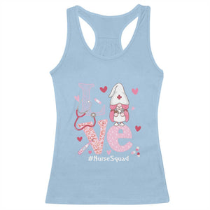 Valentine's Day Racerback Tank Top LOVE Nurse Squad Cute Gnome TS09 Light Blue Print Your Wear
