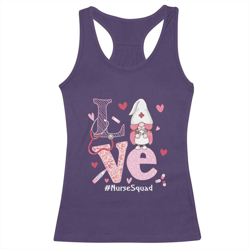 Valentine's Day Racerback Tank Top LOVE Nurse Squad Cute Gnome TS09 Purple Print Your Wear
