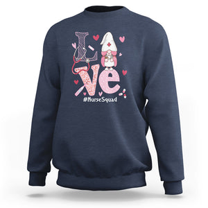 Valentine's Day Sweatshirt LOVE Nurse Squad Cute Gnome TS09 Navy Printyourwear