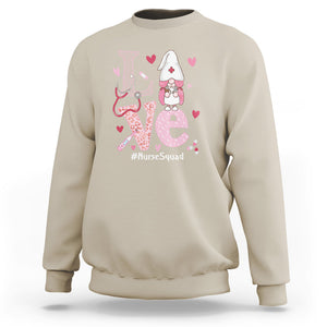 Valentine's Day Sweatshirt LOVE Nurse Squad Cute Gnome TS09 Sand Printyourwear