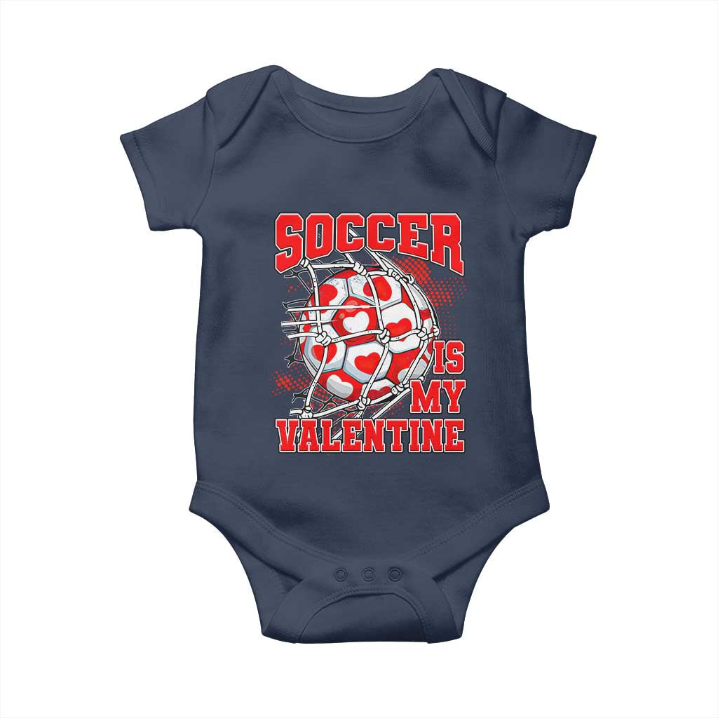 Valentine's Day Baby Onesie Soccer Is My Valentine Funny Sport TS09 Navy Print Your Wear
