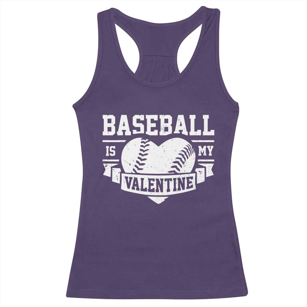 Valentine's Day Racerback Tank Top Baseball Is My Valentine Funny Sport TS09 Purple Print Your Wear
