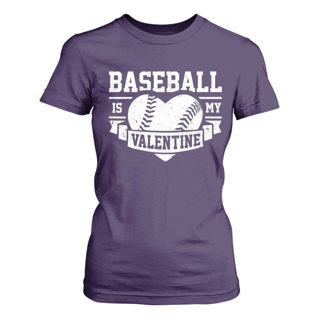 Valentine's Day T Shirt For Women Baseball Is My Valentine Funny Sport TS09 Purple Print Your Wear