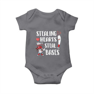 Valentine's Day Baby Onesie Stealing Hearts Like I Steal Bases Funny Baseball TS09 Charcoal Print Your Wear