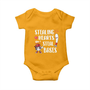 Valentine's Day Baby Onesie Stealing Hearts Like I Steal Bases Funny Baseball TS09 Gold Print Your Wear