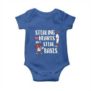 Valentine's Day Baby Onesie Stealing Hearts Like I Steal Bases Funny Baseball TS09 Royal Blue Print Your Wear