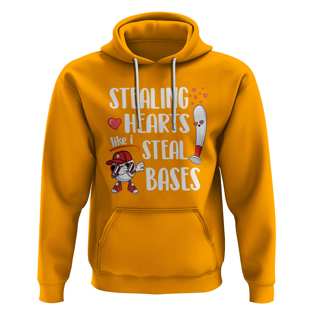 Valentine's Day Hoodie Stealing Hearts Like I Steal Bases Funny Baseball TS09 Gold Printyourwear