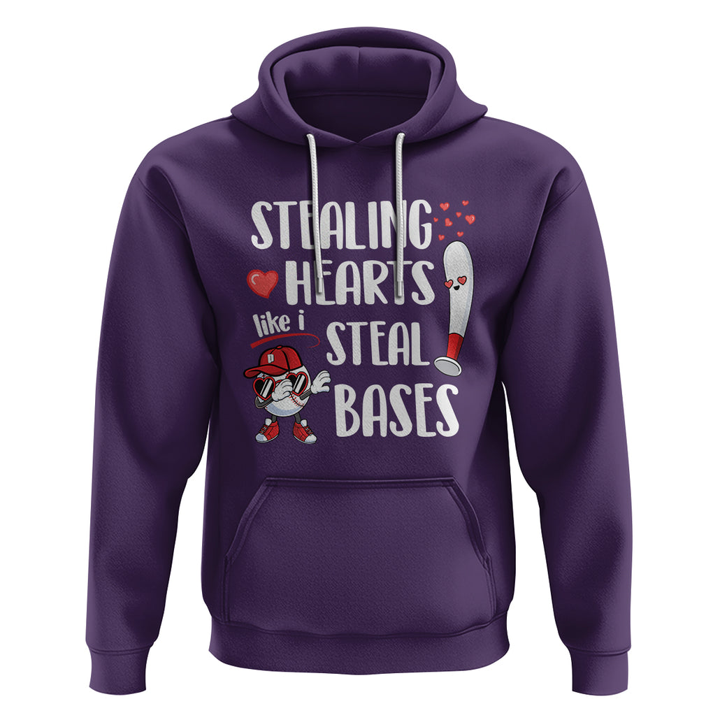Valentine's Day Hoodie Stealing Hearts Like I Steal Bases Funny Baseball TS09 Purple Printyourwear