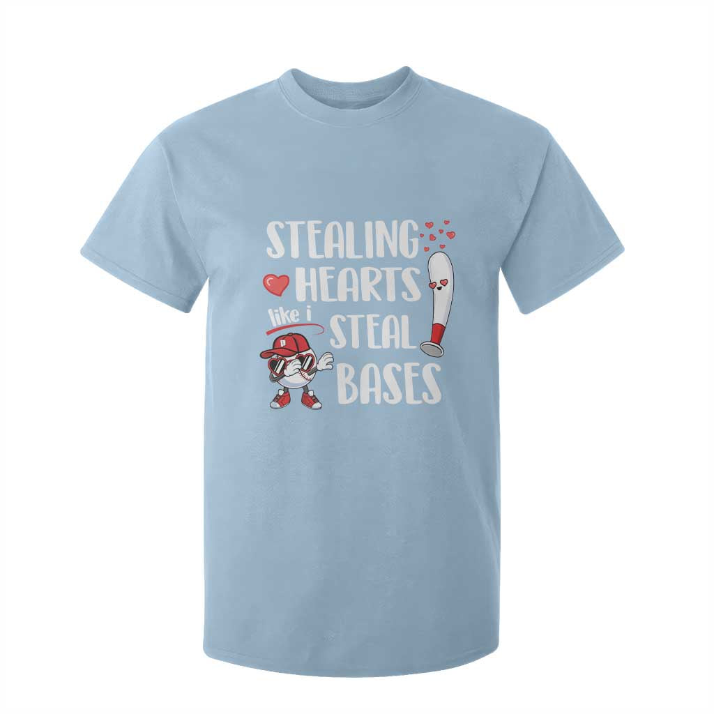 Valentine's Day T Shirt For Kid Stealing Hearts Like I Steal Bases Funny Baseball TS09 Light Blue Print Your Wear