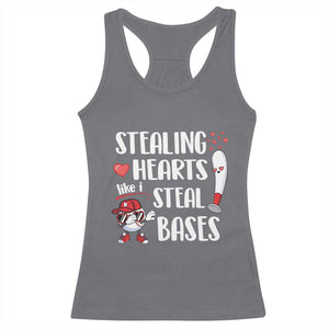Valentine's Day Racerback Tank Top Stealing Hearts Like I Steal Bases Funny Baseball TS09 Charcoal Print Your Wear