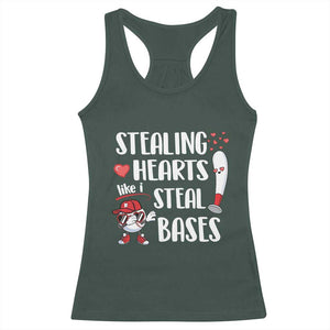 Valentine's Day Racerback Tank Top Stealing Hearts Like I Steal Bases Funny Baseball TS09 Dark Forest Green Print Your Wear