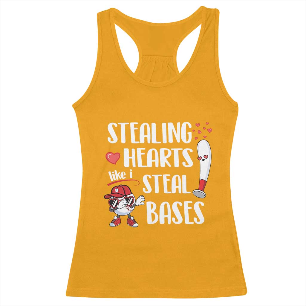 Valentine's Day Racerback Tank Top Stealing Hearts Like I Steal Bases Funny Baseball TS09 Gold Print Your Wear