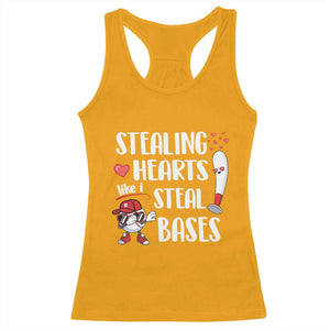 Valentine's Day Racerback Tank Top Stealing Hearts Like I Steal Bases Funny Baseball TS09 Gold Print Your Wear