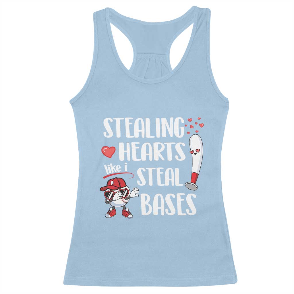 Valentine's Day Racerback Tank Top Stealing Hearts Like I Steal Bases Funny Baseball TS09 Light Blue Print Your Wear