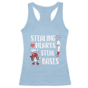 Valentine's Day Racerback Tank Top Stealing Hearts Like I Steal Bases Funny Baseball TS09 Light Blue Print Your Wear