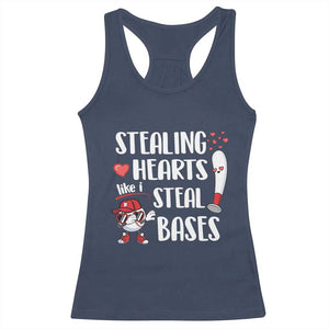 Valentine's Day Racerback Tank Top Stealing Hearts Like I Steal Bases Funny Baseball TS09 Navy Print Your Wear