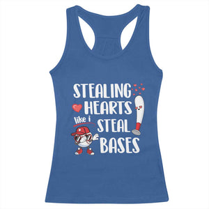 Valentine's Day Racerback Tank Top Stealing Hearts Like I Steal Bases Funny Baseball TS09 Royal Blue Print Your Wear