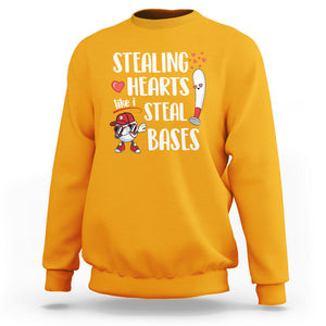 Valentine's Day Sweatshirt Stealing Hearts Like I Steal Bases Funny Baseball TS09 Gold Printyourwear