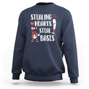 Valentine's Day Sweatshirt Stealing Hearts Like I Steal Bases Funny Baseball TS09 Navy Printyourwear
