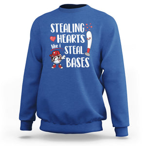 Valentine's Day Sweatshirt Stealing Hearts Like I Steal Bases Funny Baseball TS09 Royal Blue Printyourwear