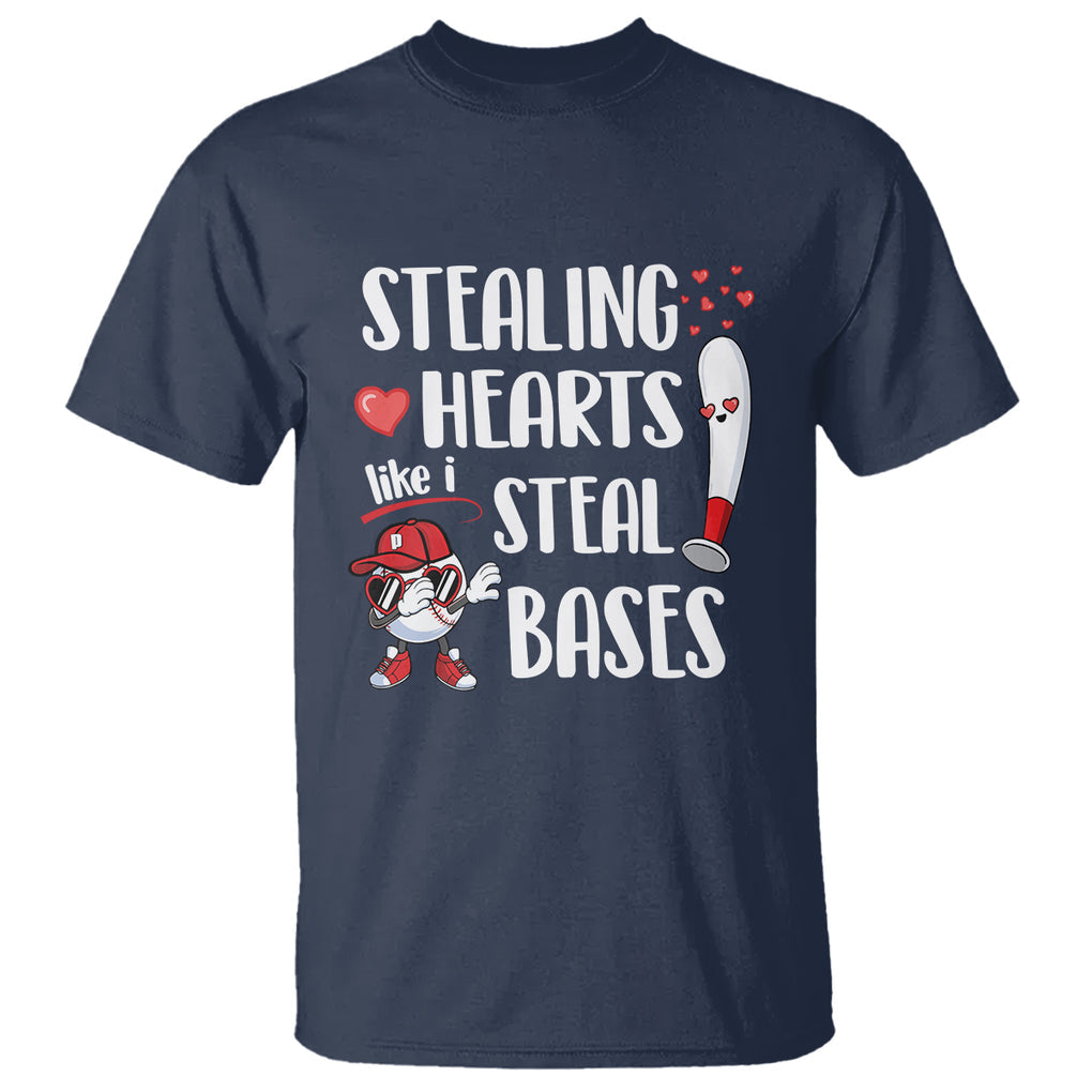 Valentine's Day T Shirt Stealing Hearts Like I Steal Bases Funny Baseball TS09 Navy Printyourwear