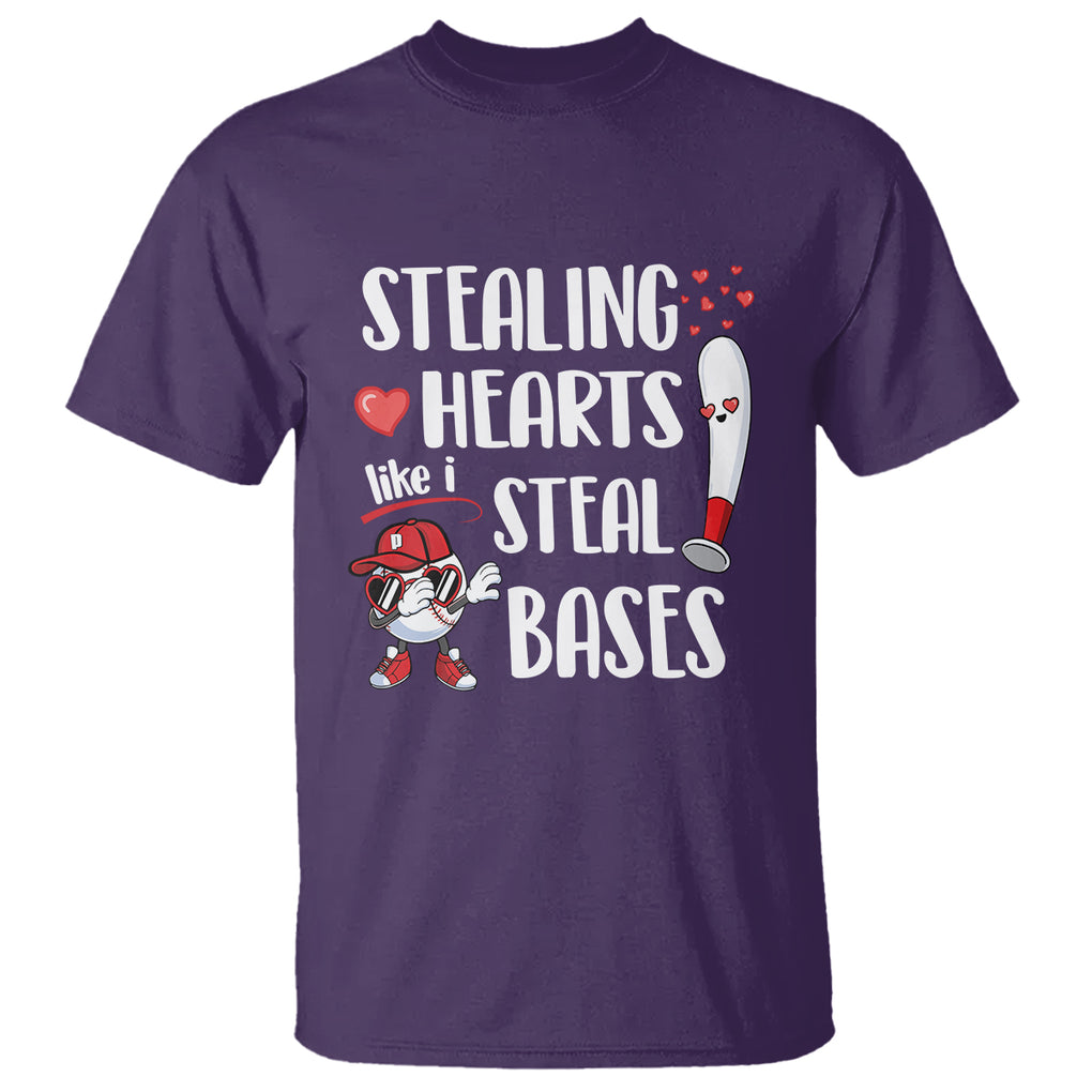 Valentine's Day T Shirt Stealing Hearts Like I Steal Bases Funny Baseball TS09 Purple Printyourwear