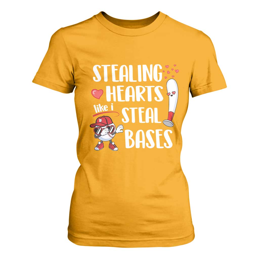 Valentine's Day T Shirt For Women Stealing Hearts Like I Steal Bases Funny Baseball TS09 Gold Print Your Wear