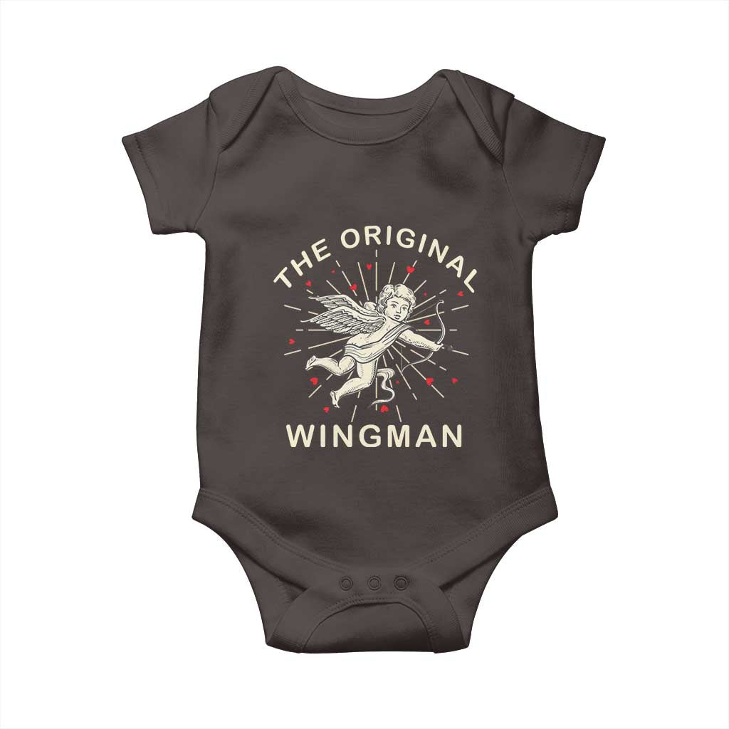 Valentine's Day Baby Onesie The Original Wingman Vintage Cupid Aesthestic TS09 Dark Chocolate Print Your Wear