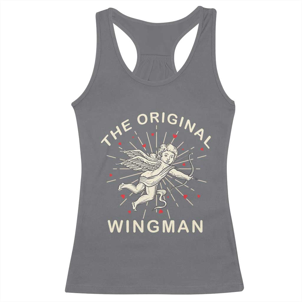 Valentine's Day Racerback Tank Top The Original Wingman Vintage Cupid Aesthestic TS09 Charcoal Print Your Wear