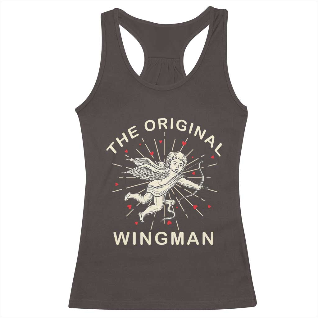 Valentine's Day Racerback Tank Top The Original Wingman Vintage Cupid Aesthestic TS09 Dark Chocolate Print Your Wear