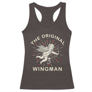 Valentine's Day Racerback Tank Top The Original Wingman Vintage Cupid Aesthestic TS09 Dark Chocolate Print Your Wear