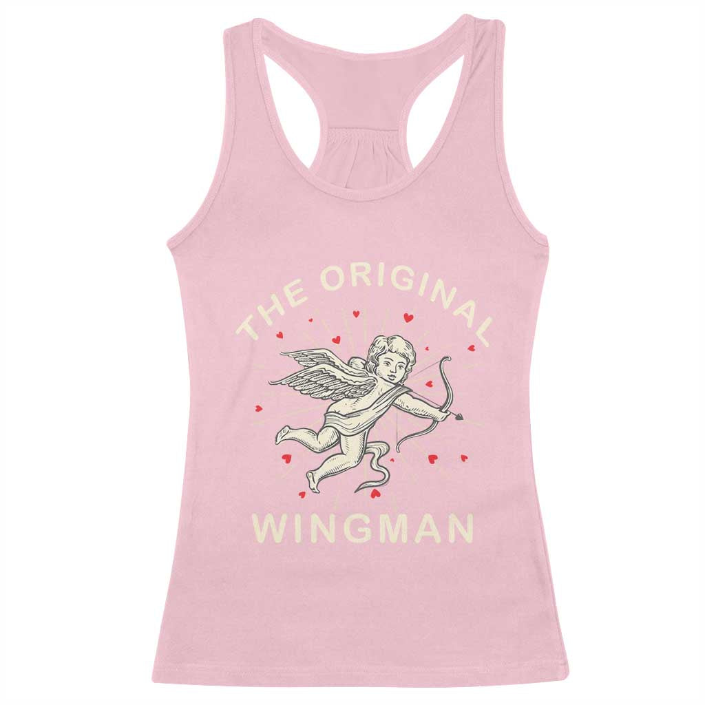 Valentine's Day Racerback Tank Top The Original Wingman Vintage Cupid Aesthestic TS09 Light Pink Print Your Wear