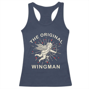 Valentine's Day Racerback Tank Top The Original Wingman Vintage Cupid Aesthestic TS09 Navy Print Your Wear