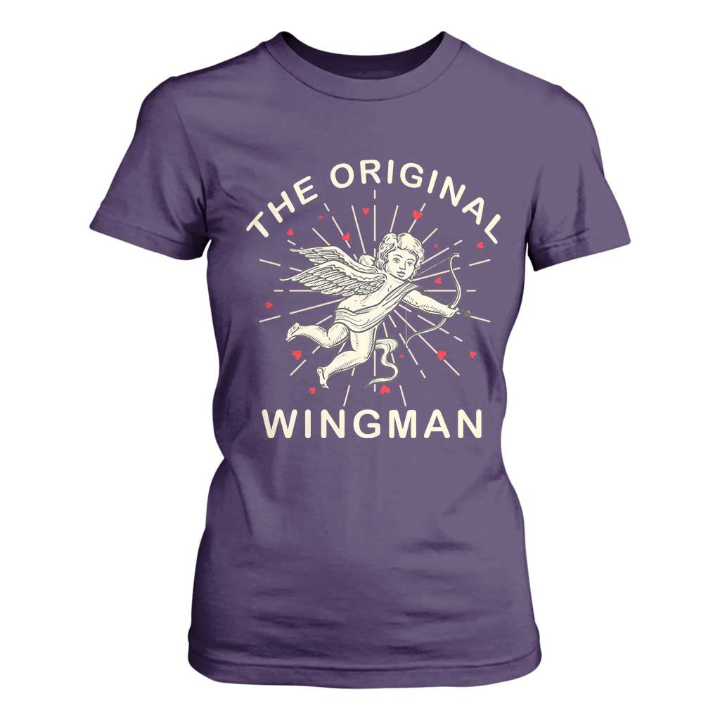 Valentine's Day T Shirt For Women The Original Wingman Vintage Cupid Aesthestic TS09 Purple Print Your Wear