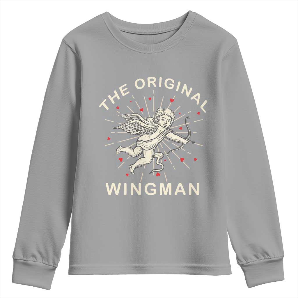 Valentine's Day Youth Sweatshirt The Original Wingman Vintage Cupid Aesthestic TS09 Sport Gray Print Your Wear