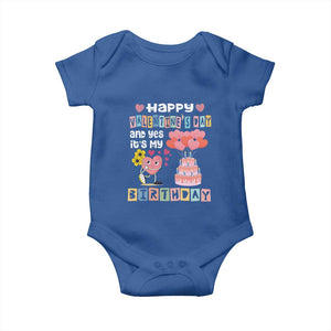 Happy Valentines Day And Yes It Is My Birthday Funny Heart Baby Onesie TS09 Royal Blue Print Your Wear