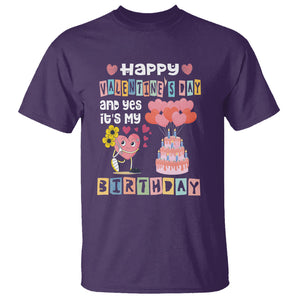 Happy Valentines Day And Yes It Is My Birthday Funny Heart T Shirt TS09 Purple Printyourwear