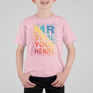 Valentine's Day T Shirt For Kid Mr Steal Your Heart Funny Rainbow Heart TS09 Light Pink Printyourwear