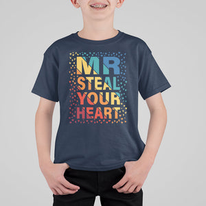 Valentine's Day T Shirt For Kid Mr Steal Your Heart Funny Rainbow Heart TS09 Navy Printyourwear