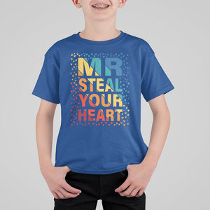 Valentine's Day T Shirt For Kid Mr Steal Your Heart Funny Rainbow Heart TS09 Royal Blue Printyourwear