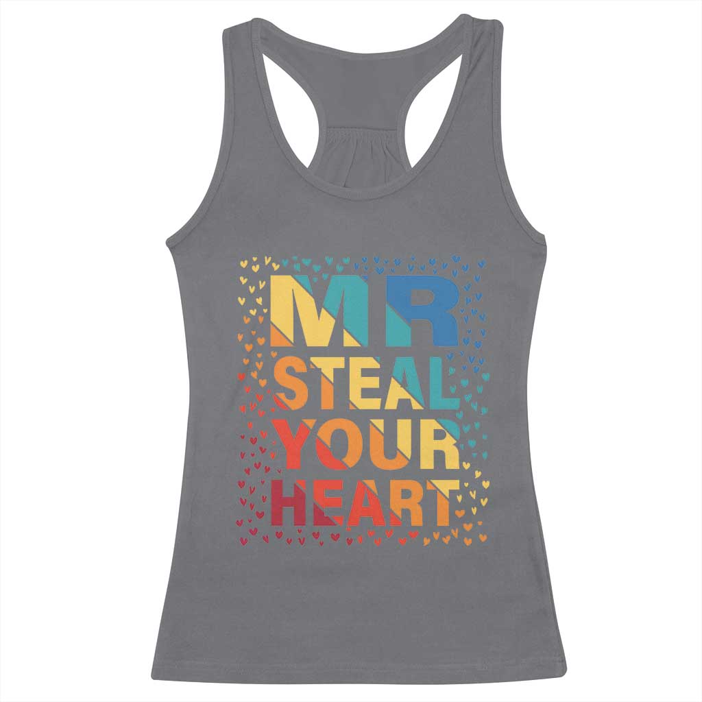 Valentine's Day Racerback Tank Top Mr Steal Your Heart Funny Rainbow Heart TS09 Charcoal Print Your Wear
